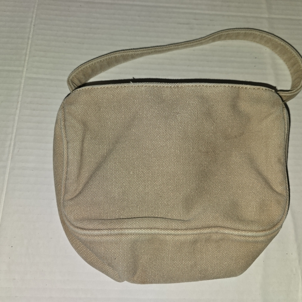 Limited Too Beige Canvas Bag with Green Striped Lining - Picture 2 of 3